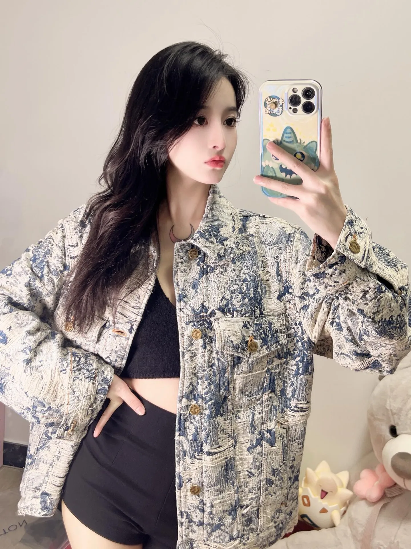 Louis Vuitton/Louis Vuitton Retro floral fringed denim jacket